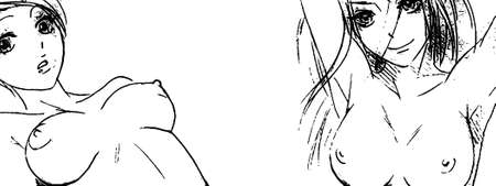 Tutorial of drawing a female body. Drawing the human body, step by step lessons. Female breast drawing tutorial. Drawing a woman's body with an emphasis on breasts.の写真素材