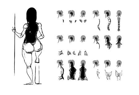 Tutorial of drawing a female body. Drawing the human body, step by step lessons.の写真素材