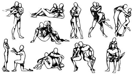 Tutorial of drawing a female body. Drawing the human body, step by step lessons.の写真素材