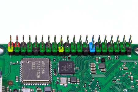 Pay a mini computer with a processor and interface connectors. Miniature computer technology.