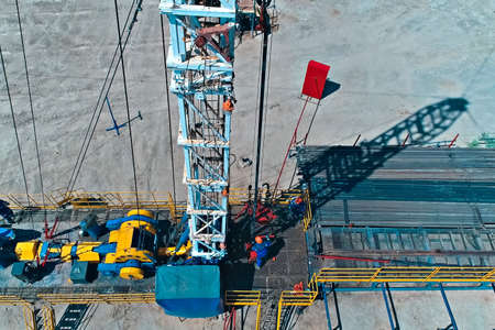 Drilling rig for oil well drilling. Equipment for drilling an oil and gas well.の写真素材