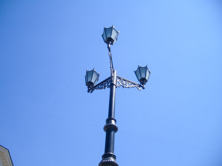 Street lights are made in the old style.の写真素材