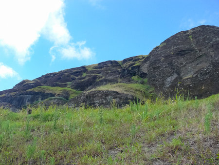 The nature of Easter Island, landscape, vegetation and coast.の写真素材
