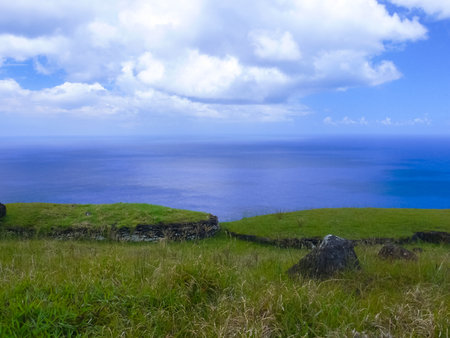 Tachyllite tuff stones, the material from which the statues of Easter Island were made.の写真素材