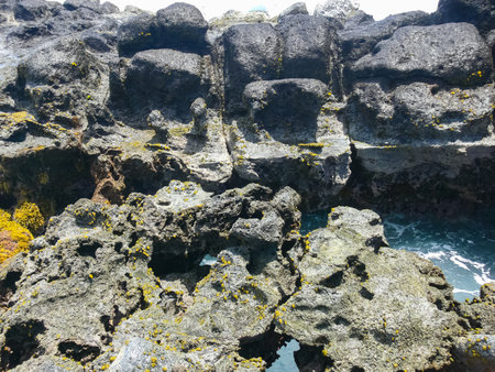Errosia lava tuff on the coast of Easter Island.の写真素材