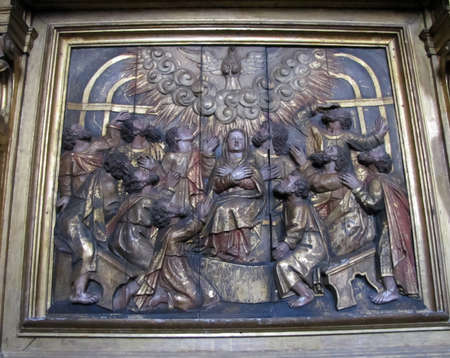 Porto, Portugal - June 12, 2017: Christian plots on bas-reliefs near the walls of the cathedral.のeditorial素材