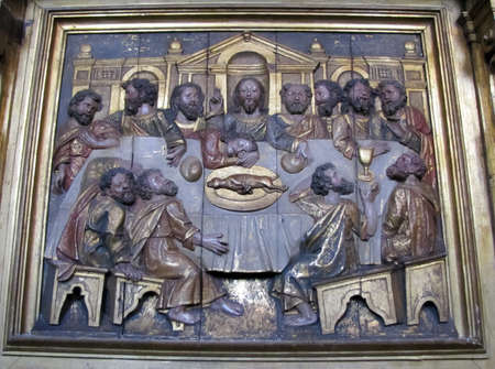 Porto, Portugal - June 12, 2017: Christian plots on bas-reliefs near the walls of the cathedral.のeditorial素材