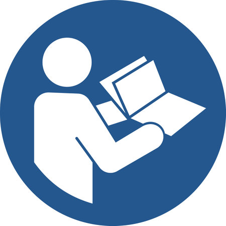 ISO 7010 M002 â Reference to instruction manual/bookletのイラスト素材