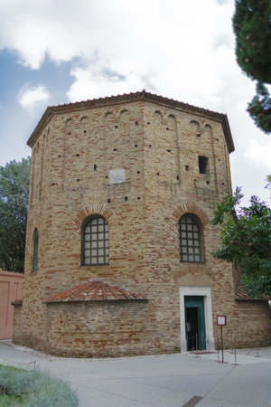 antique Arian Baptistery at via d'ariani in Ravenna, Italyの写真素材