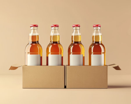 Mockup, glass bottle on a plastic boxの素材