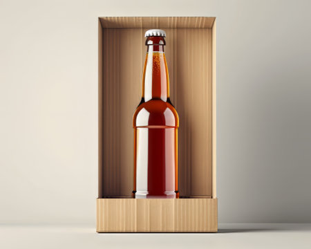 Mockup, glass bottle on a plastic boxの素材