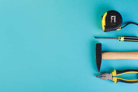 Working tools on a blueの写真素材