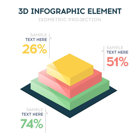 Isometric 3d vector chart, pyramid diagram. Infographic presentation, design data finance report. vector illustration for business statisticsのイラスト素材