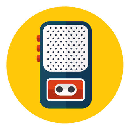 Voice recorder icon. compact audio recorder. Dictaphone icon. Journalist press conference equipment. Flat icon in circle isolated on white background. vector iconのイラスト素材