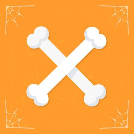 Bones icon. Crossbone icon. Cartoon cute skeleton bones. Halloween illustration isolated on stylized...