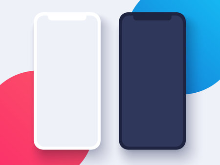 Smartphone mockup with blank screen on modern creative background. Vector illustration for web, game and application presentationのイラスト素材