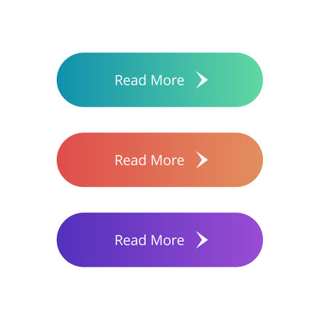Read More colorful button set on white background. Flat line gradient button collection. Vector web elementのイラスト素材