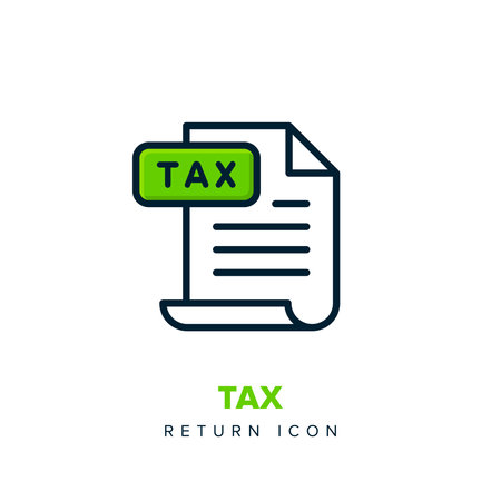Tax return icon. Income Tax file symbol. Important Tax return Document. Vector line iconのイラスト素材