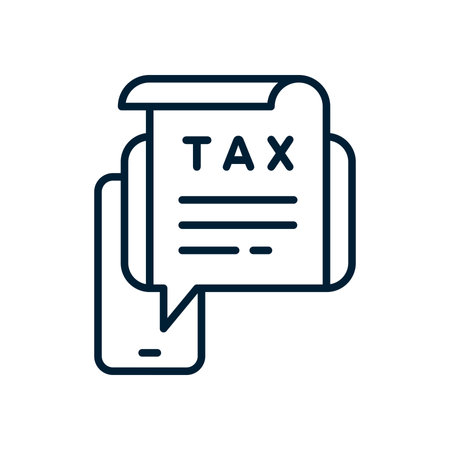 Electronic Tax return form on smartphone icon. Online Tax payment concept. Digital Tax return document on mobile phone. Smartphone with Tax form file. Vector flat line iconのイラスト素材