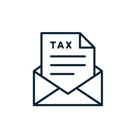 Tax return icon. Letter with Tax return paper form. Tax payment concept. Vector flat line iconのイラスト素材
