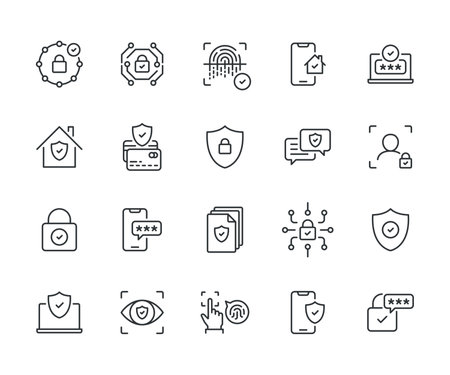 Security Line Vector Icon Setのイラスト素材
