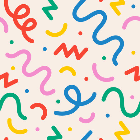 Fun colorful line seamless pattern setのイラスト素材