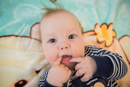 Portrait of a beautiful liitle babyの写真素材