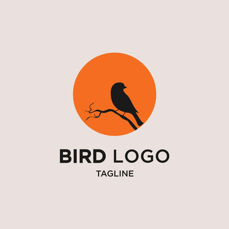 abstract simple flat style bird and sunrise icon logo vector illustratiのイラスト素材