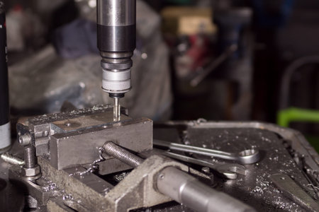 milling details on a metal-cutting machine. production at a small enterprise.