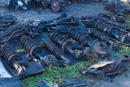 sale of old car parts. street fair.の写真素材