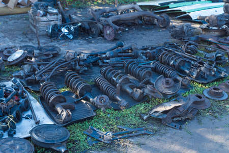 sale of old car parts. street fair.の写真素材