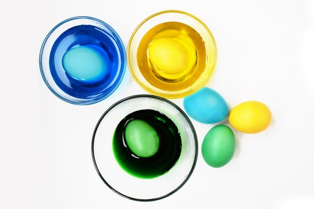 Easter eggs on white backgroundの写真素材