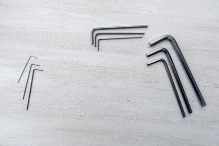 Silver Hex keys on a white background.