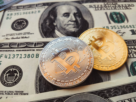 Bitcoin physical coins in US dollars. Digital currency