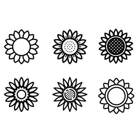 Sunflower vector icon set. flower illustration sign collection. Ekibana symbol.のイラスト素材