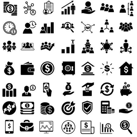 Money vector icons set. Finance illustration sign collection. Dollar and bank collection. cash logo.のイラスト素材