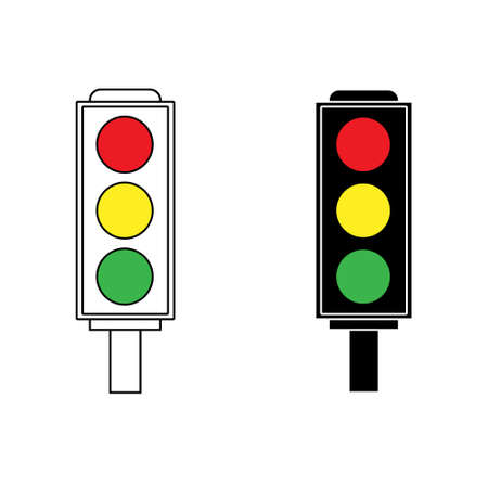 Traffic light icon. Red, yellow and green. Linear vector illustration.のイラスト素材