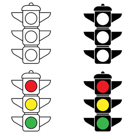 Traffic light icon. Red, yellow and green. Linear vector illustration.のイラスト素材