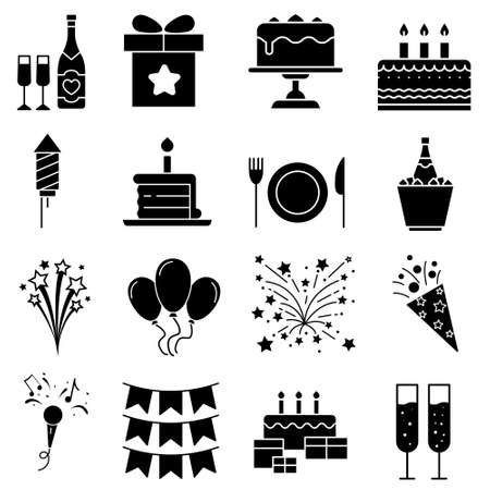 Celebration icon vector set. birthday illustration sign collection. event symbol.のイラスト素材