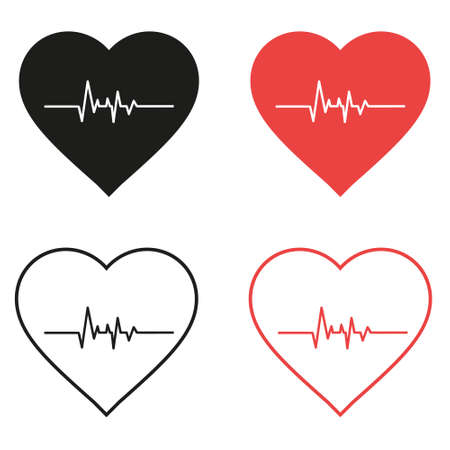 Cardiogram vector icon set, heart diagnosis report vector illustration sign collection. medical symbol.のイラスト素材