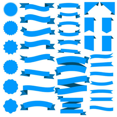 Flat vector ribbons collection. Banners illustration sign.のイラスト素材