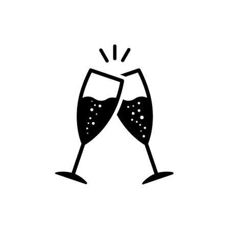 Champagne glasses vector icon. Glasses with wine illustration symbol.のイラスト素材