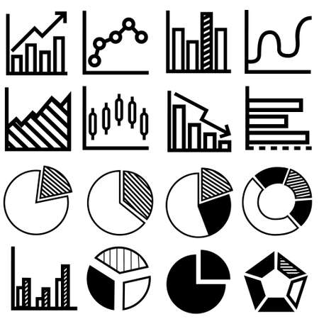 Chart and graph icons vector set. Pie chart illustration symbol illustration collection.のイラスト素材