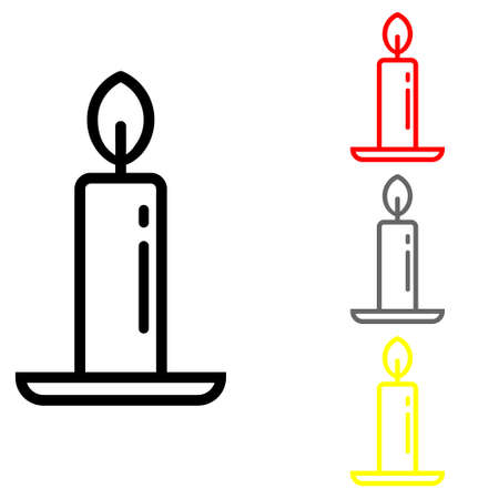 Burning candle in candlestick vector icon. Old fashioned lit candle illustration sign.のイラスト素材