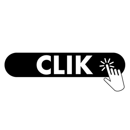 Click icon button with hand clicking on it, isolated vector for website.のイラスト素材