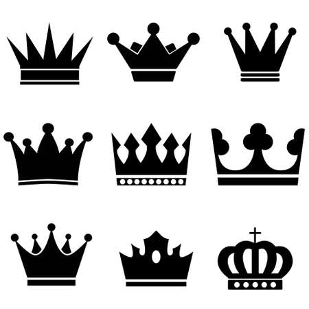 Crowns vector icons set. Royal Crown illustration symbol collection. king logo or sign.のイラスト素材