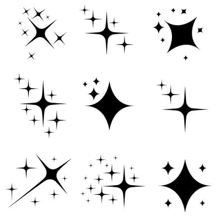 Star icons. Twinkling stars. Sparkles, shining burst. Christmas vector symbols isolated.のイラスト素材