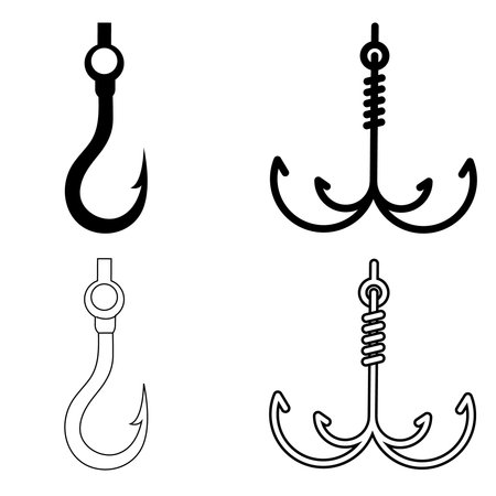 Fishing hook icon, to fish illustration sign collection. catch symbol on white background.のイラスト素材