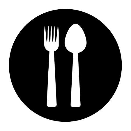 Plate icon, fork and spoon vector icon. Plate, fork and spoon illustration symbol.のイラスト素材