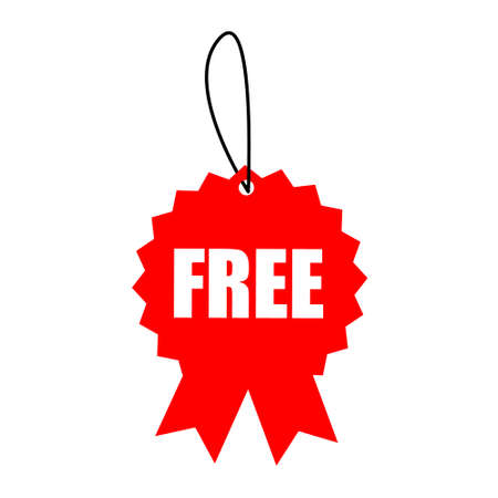 Free vector icons set. Red badge sticker illustration sign collection. Promotion and advertising.のイラスト素材